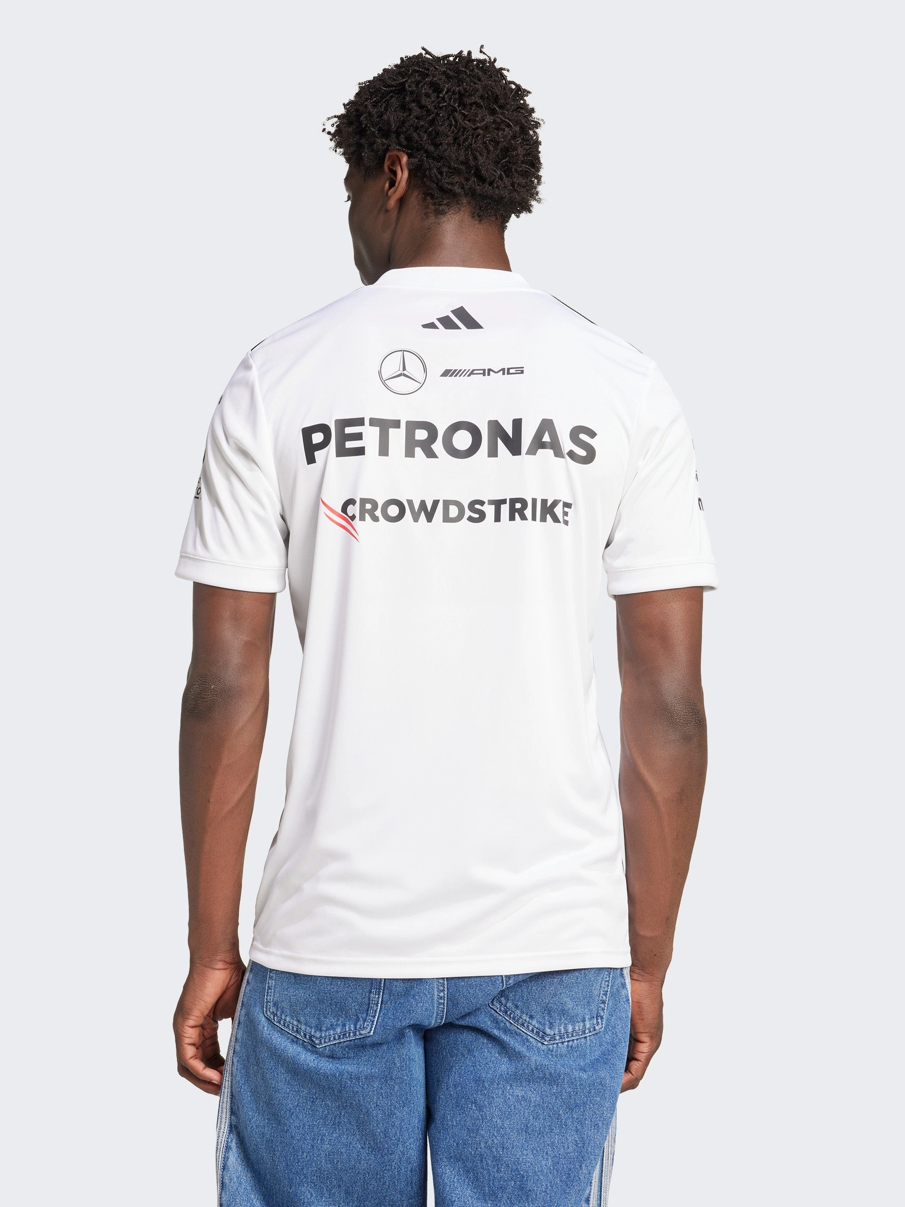 Preppy Mercedes AMG Petronas Formula One Team White Driver Jersey