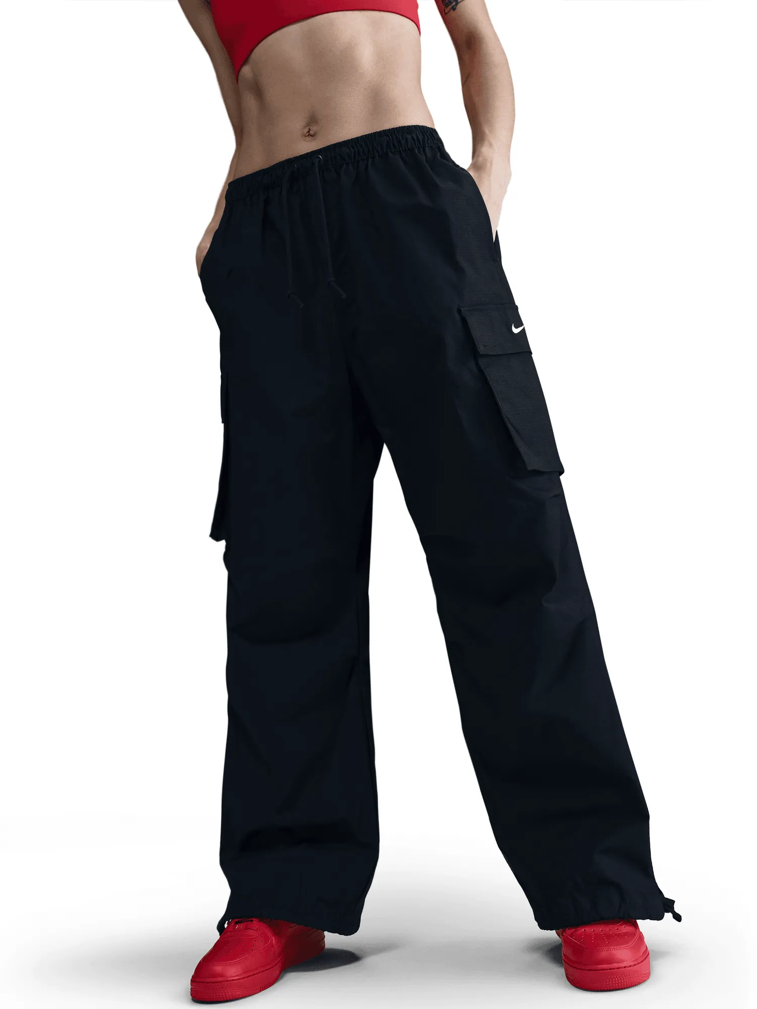 Mid-Rise Oversized Cargo Trousers Sleek Comfort
