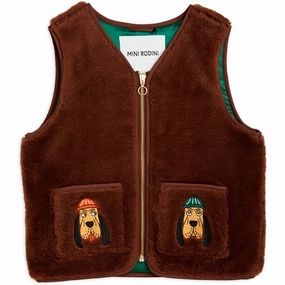 Mini Rodini Bloodhound Faux Fur Vest Brown idea Durable Zipper Closures