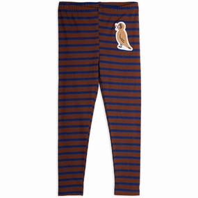 Modern Stretch Mini Rodini Brown Stripe Bird Patch Leggings