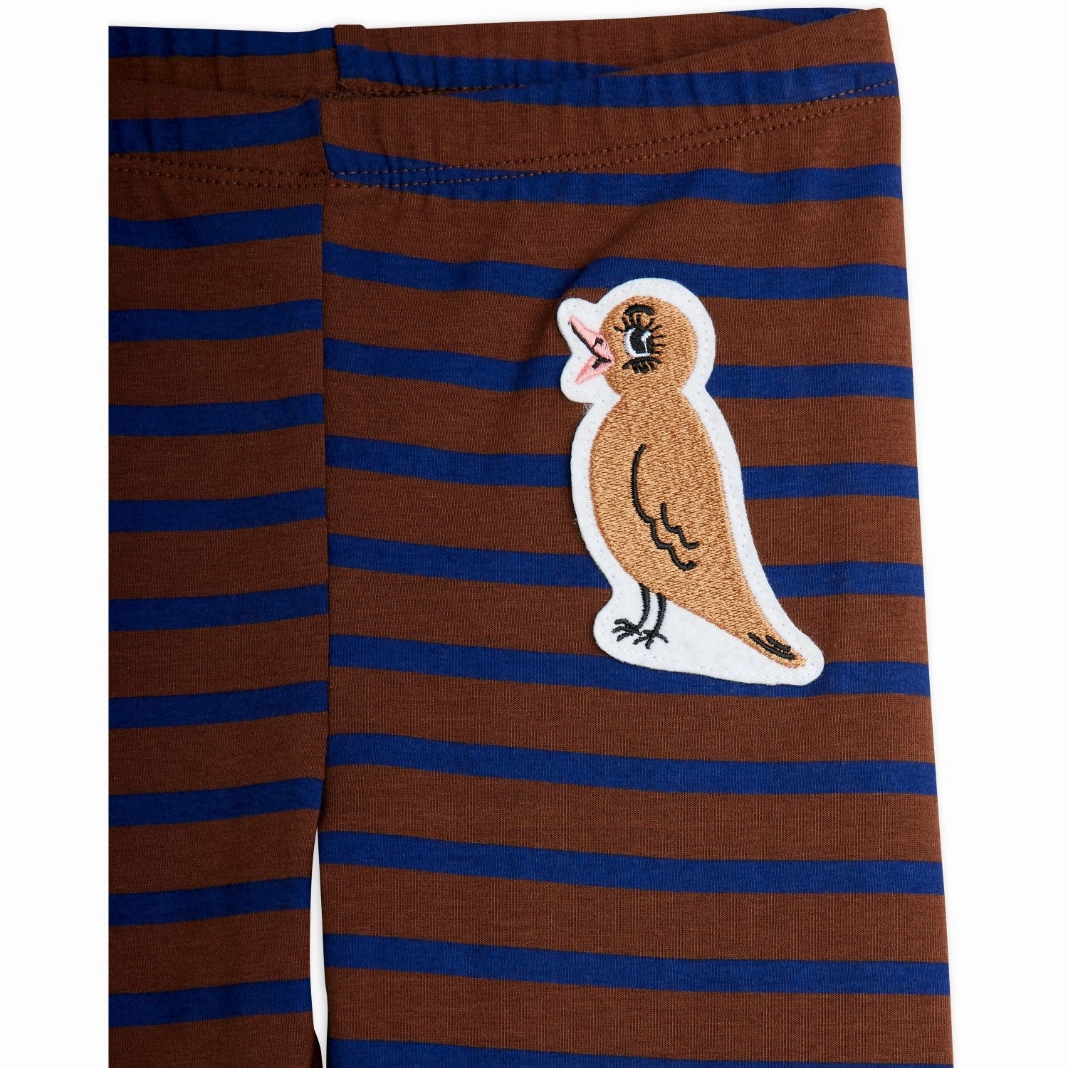 All Activity Mini Rodini Brown Stripe Bird Patch Leggings