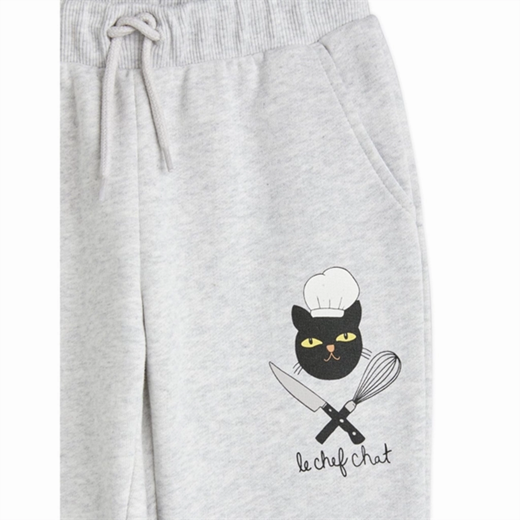 Mini Rodini Chef Cat Sp Sweatpants Grey Melange compostable