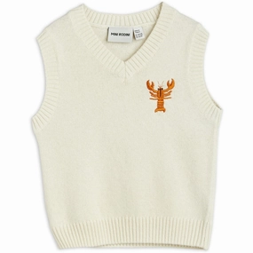 Mini Rodini Lobster Knitted Slipover Vest White Part Craftsmanship