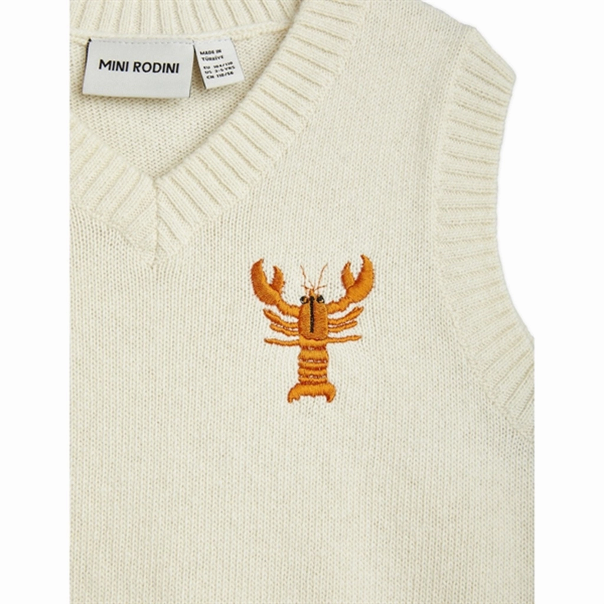 ideal for activities dim Mini Rodini Lobster Knitted Slipover Vest White