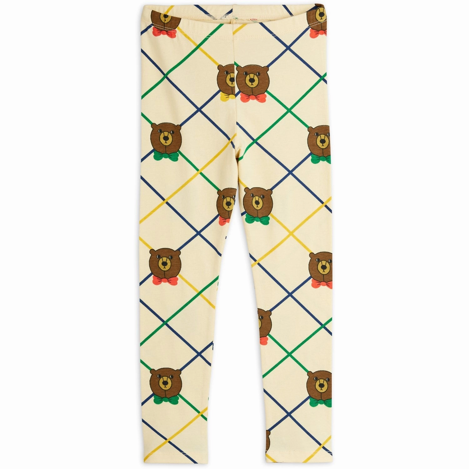 Mini Rodini Off-white Bear Check AOP Leggings School Sports Unisex Style Weekend Outfit