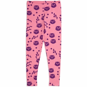 Mini Rodini Pink Squiggly Cats AOP Leggings Modern Fit