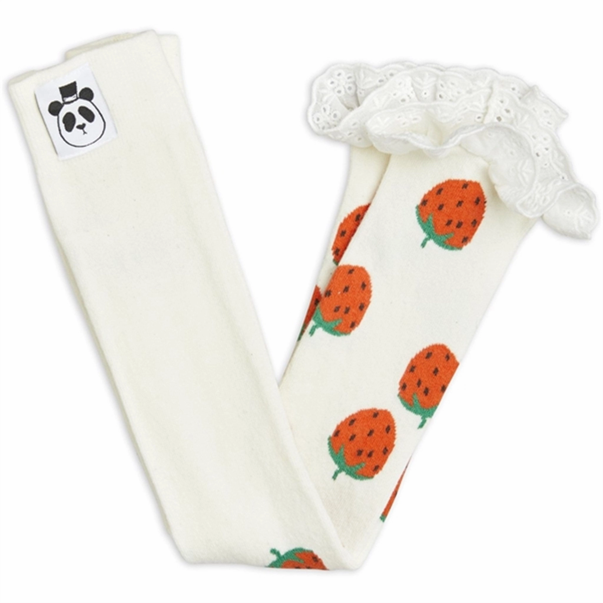 Cool Tone Mini Rodini Strawberries Lace Edge Leggings Offwhite