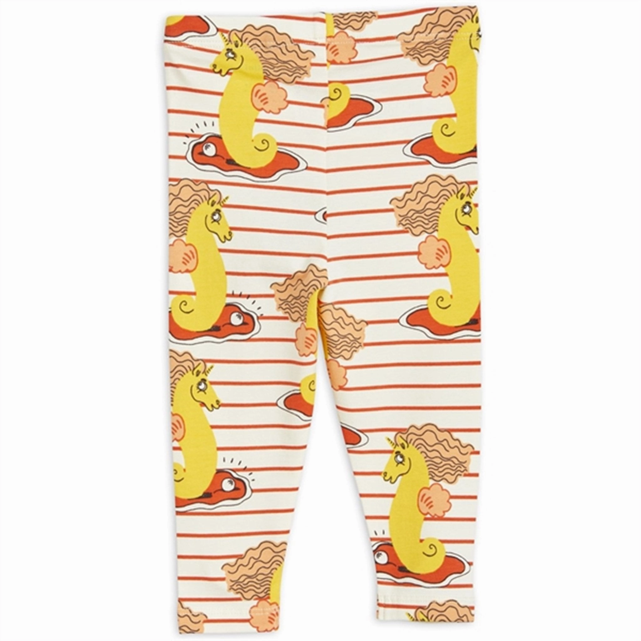 Mini Rodini Unicorn Seahorse AOP Baby Leggings Red Summer Wear Minimalist Style Versatile Wear