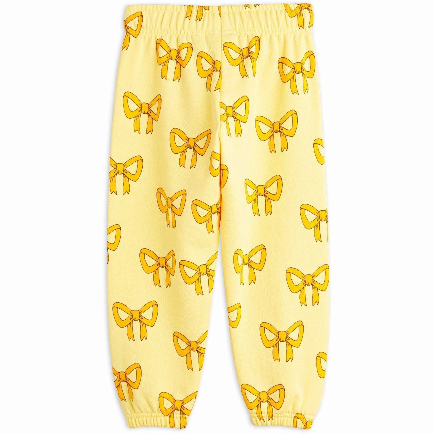 Mini Rodini Yellow Bow Aop Sweatpants SeamFree Edges SoftBrushed Interior