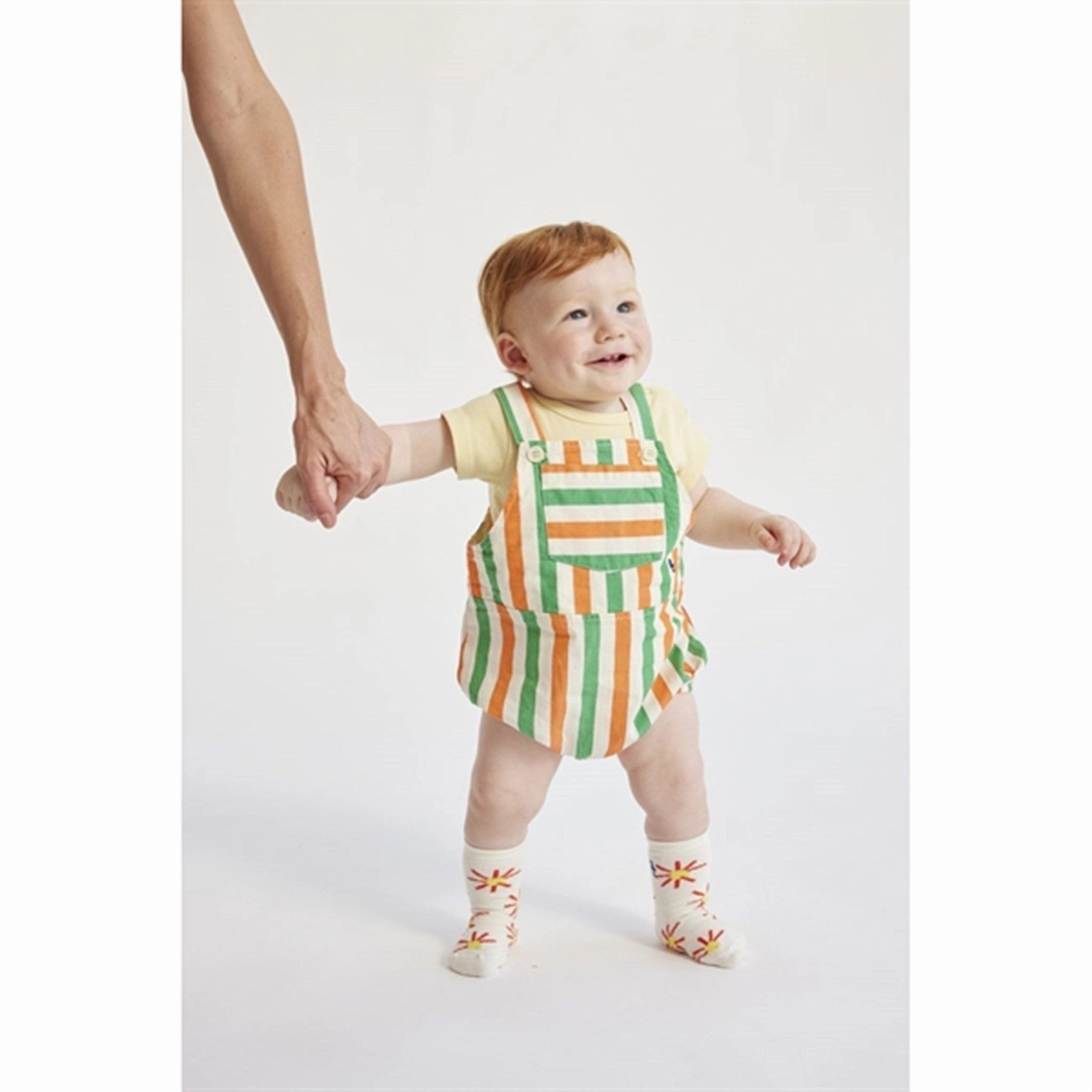 Running Cool Bobo Choses Baby Vertical Stripes Woven Romper Offwhite