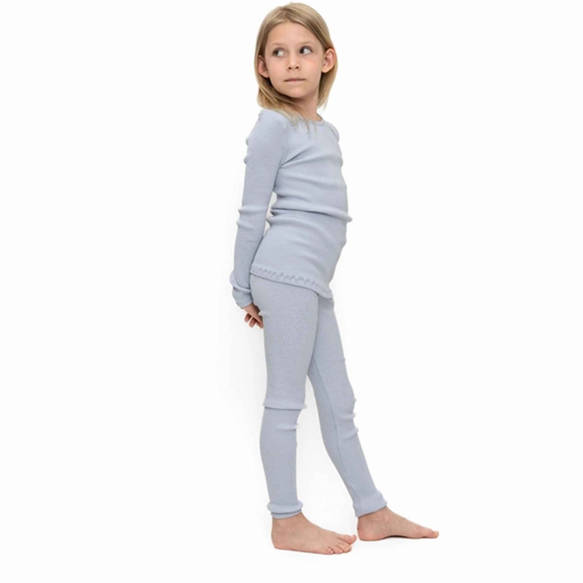 Minimalisma Bieber Leggings Light Blue Stretchy Fit Cozy Touch