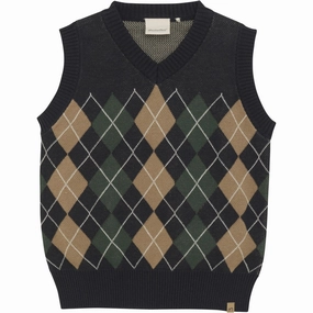 Minymo Dark Navy Slipover Knit Vest Heavy