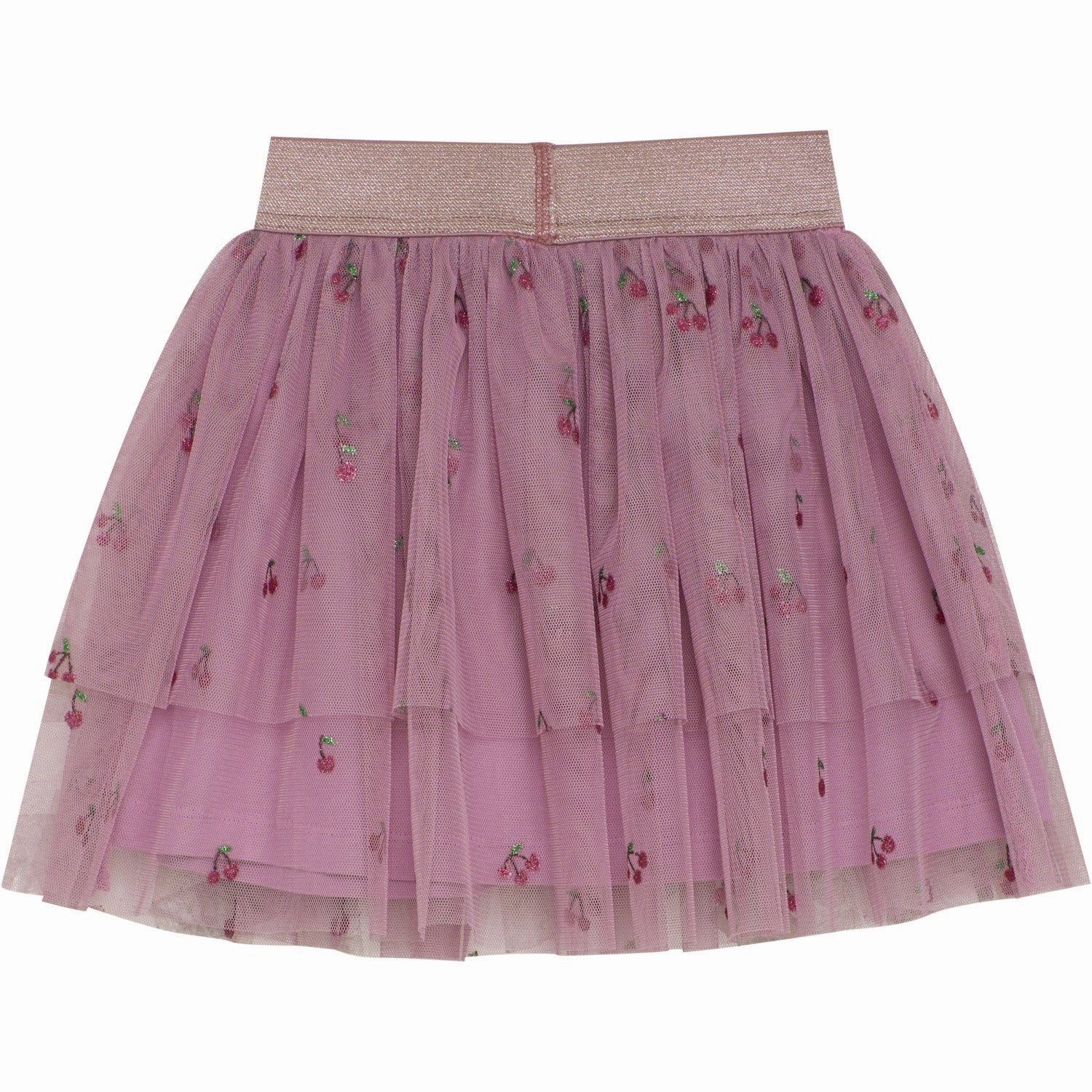 Fringe Detail Shirred Back Minymo Mauve Orchid Skirt Aop