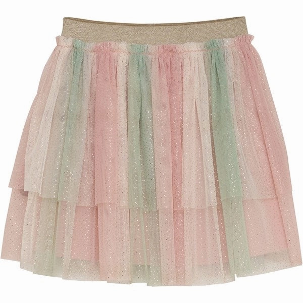 Sturdy Waistband Minymo Peach Beige Skirt w. Glitter