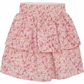Minymo Pink Dogwood Skirt AOP w. Lining Monochrome Outfit