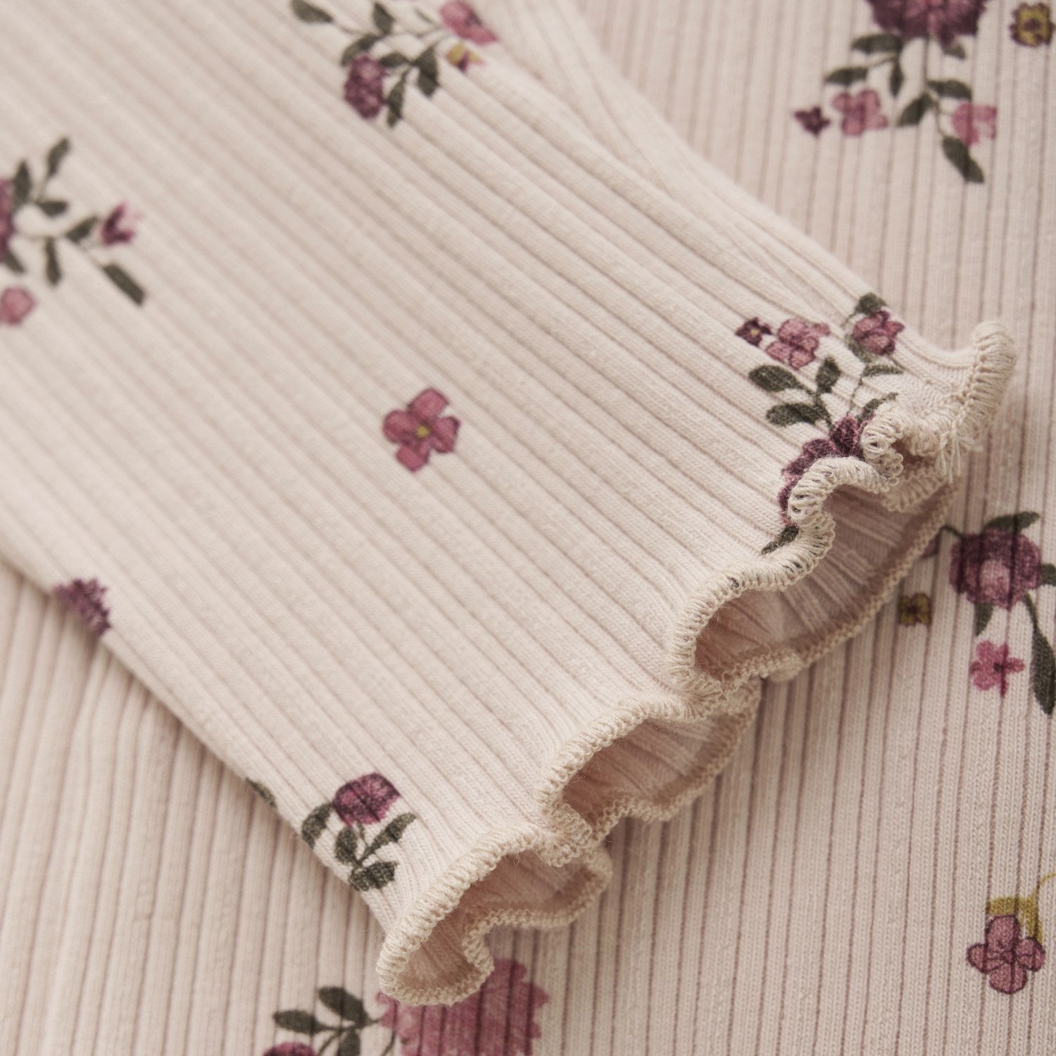 Comfort Fit Abrasion Resistant Fabric Minymo Sepia Rose Leggings AOP Rib