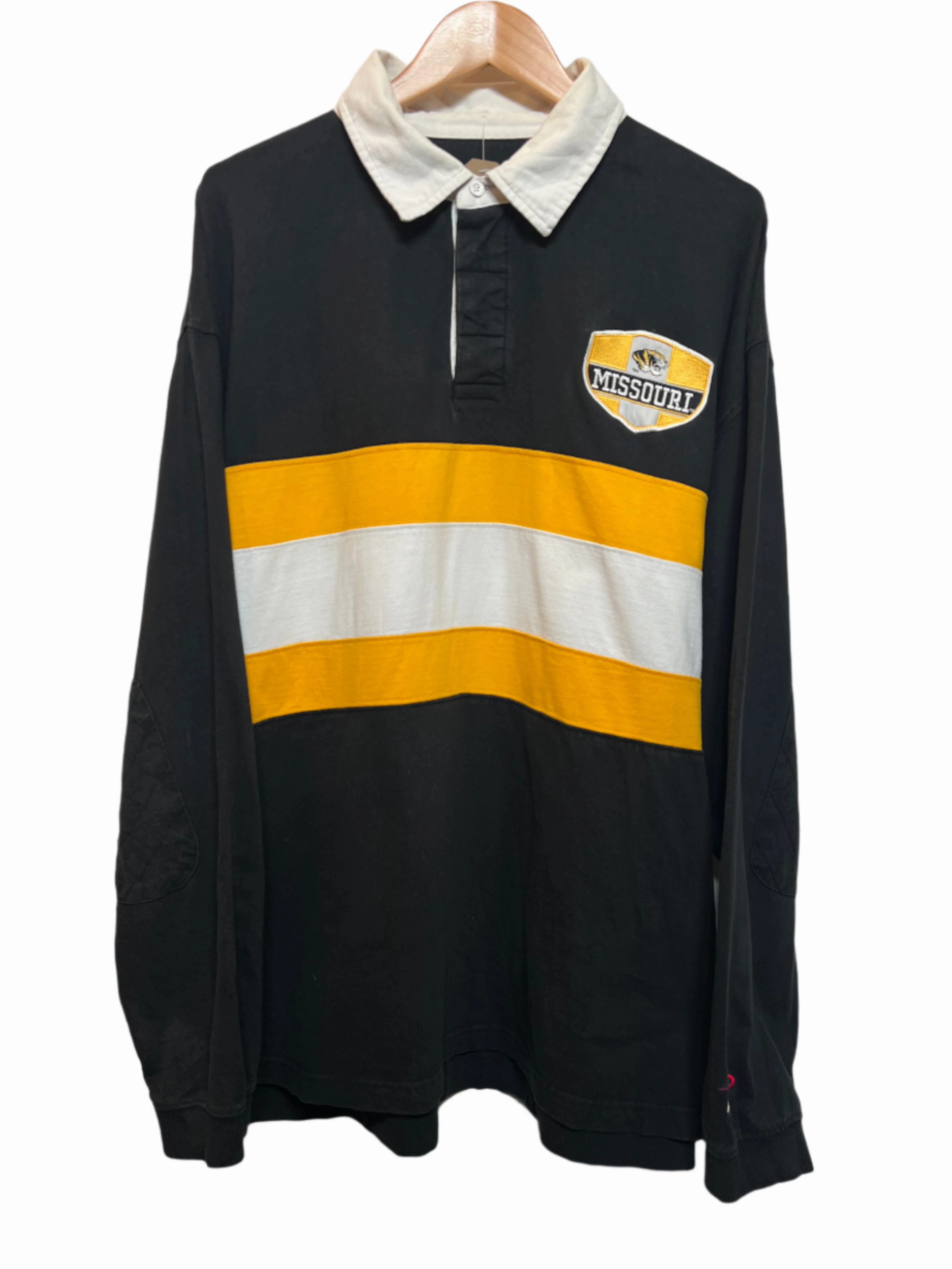 Valentine's Day Missouri Mens Black Rugby Polo (Size XL)