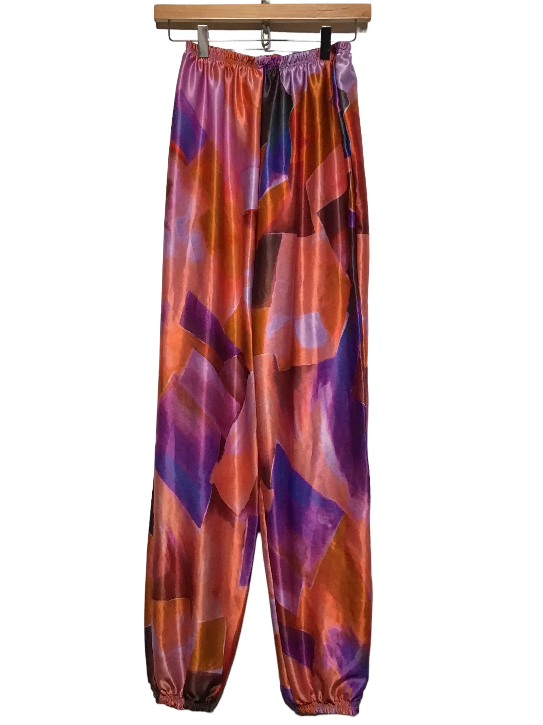 Trendy Style Abstract Print Shiny Lightweight Trousers (Size M)