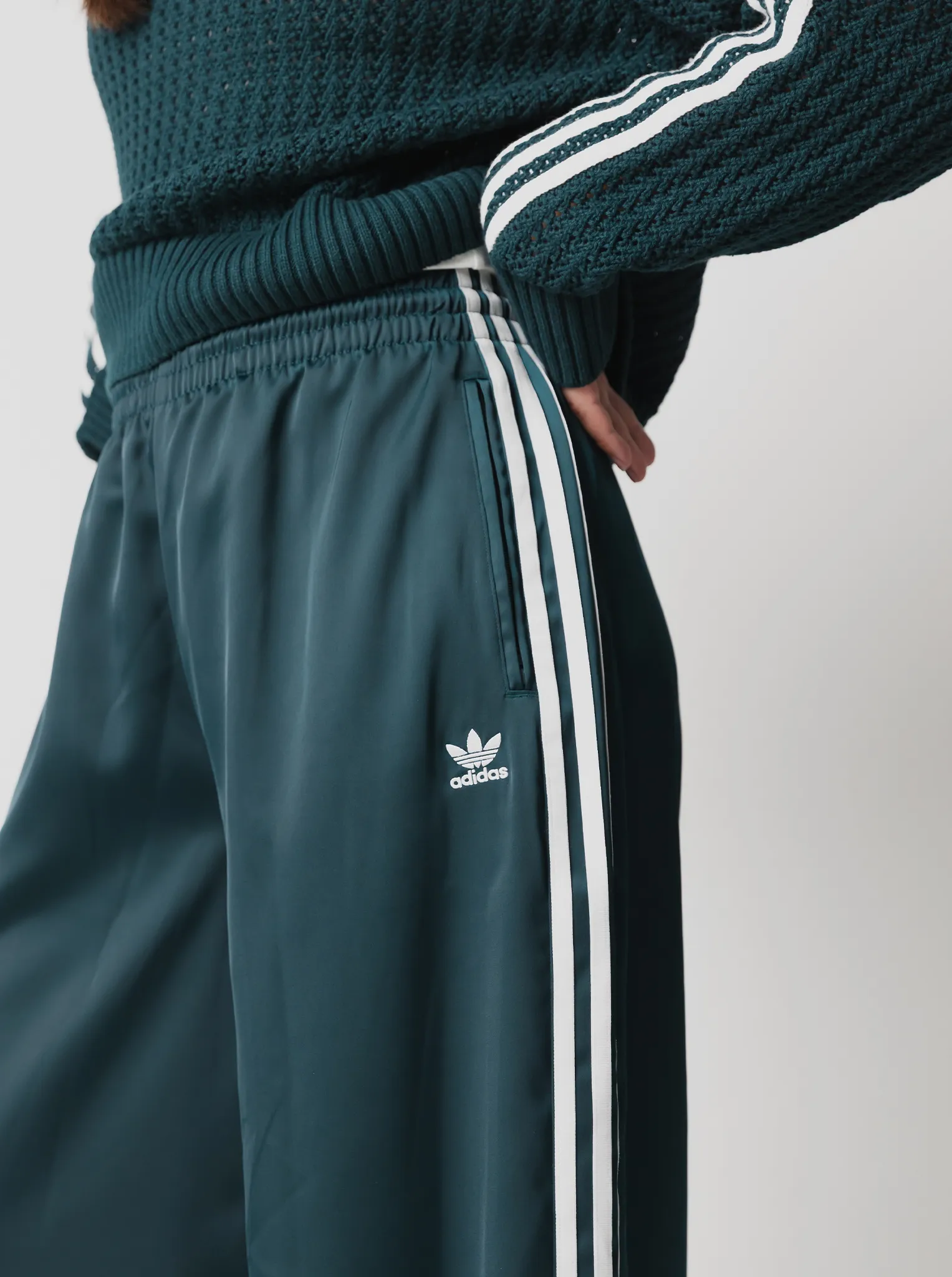 Satin Wide Leg Track Pants Versatile Look