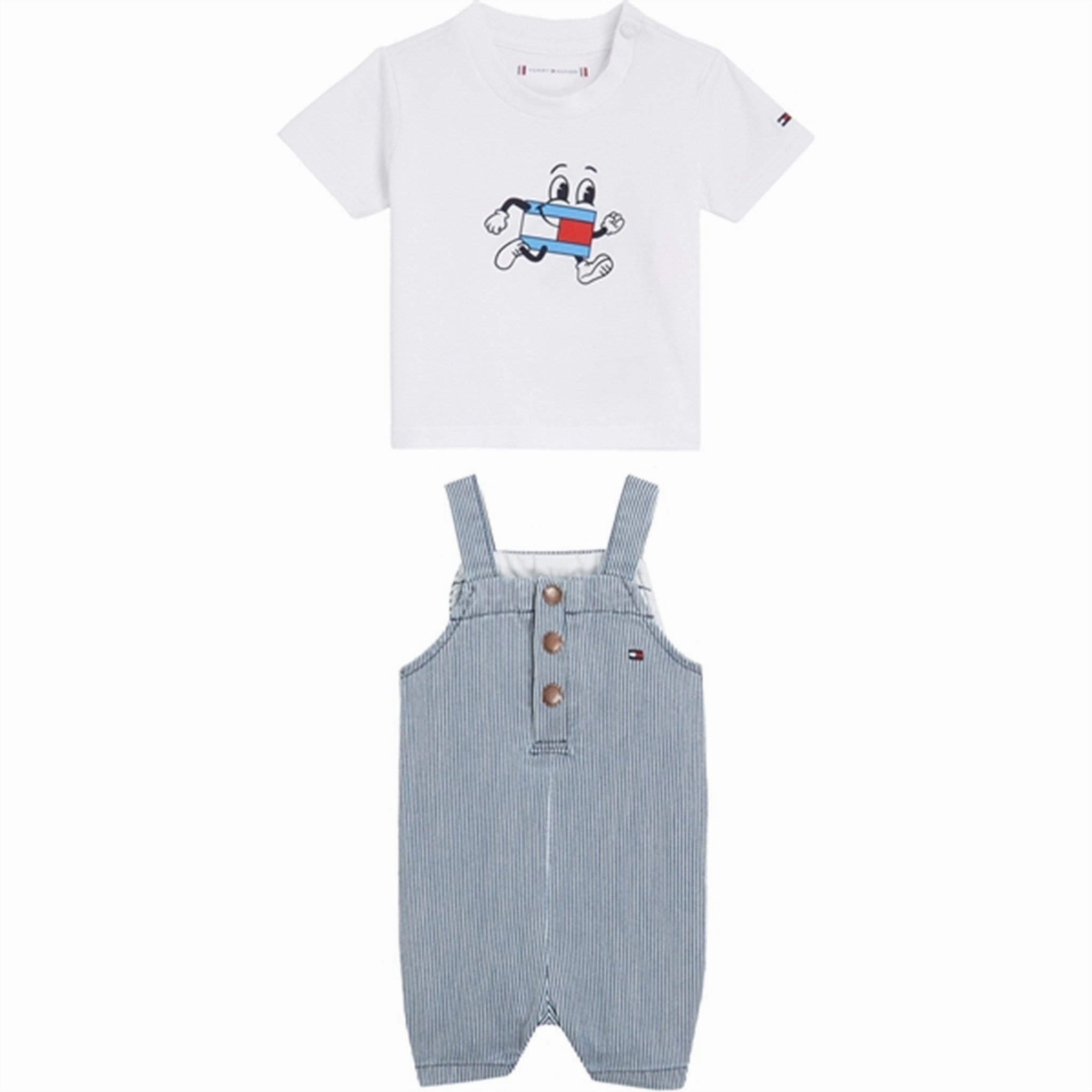 Tommy Hilfiger Baby Striped Dungaree Set Denimstripe Anti Snag Threading Casual Must-Have