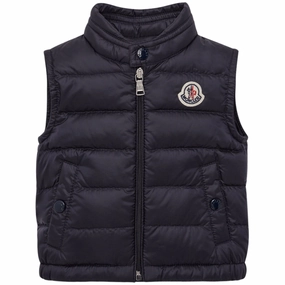 Moncler Navy New Amaury Vest solidity Yoke Back