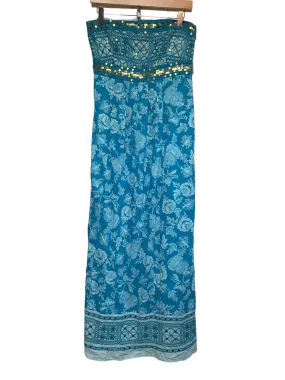 Elegant Finish Sheer-Overlay Monsoon Bandeau Dress (Size L)