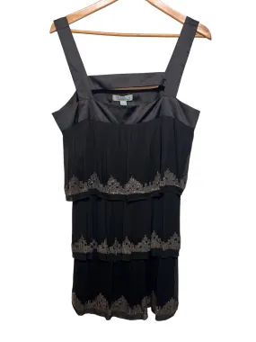 Monsoon Fusion Black Embellished Dress (Size S) Texture Rich Organic-Fabric