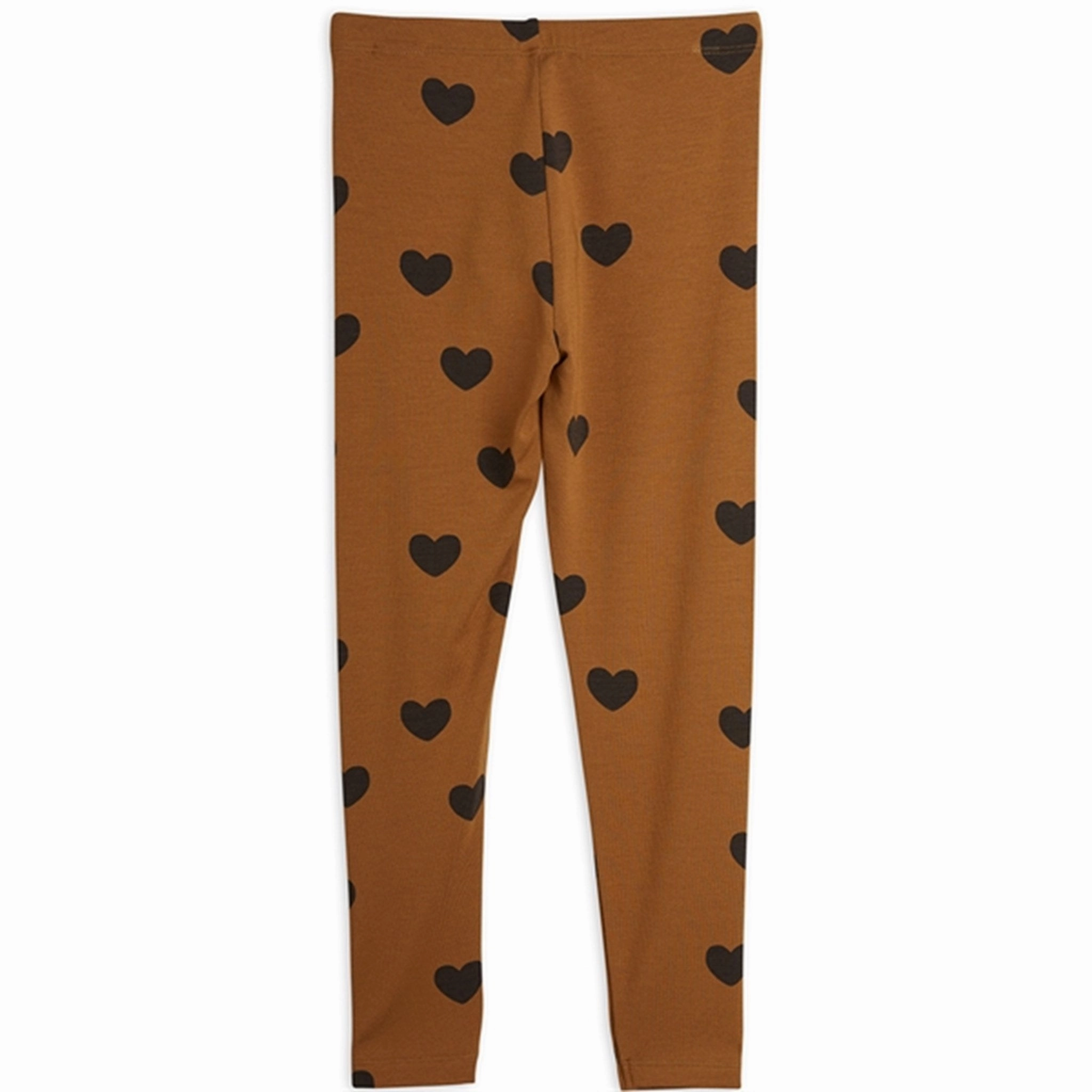 Mini Rodini Basic Hearts Brown Leggings Reinforced Hemline