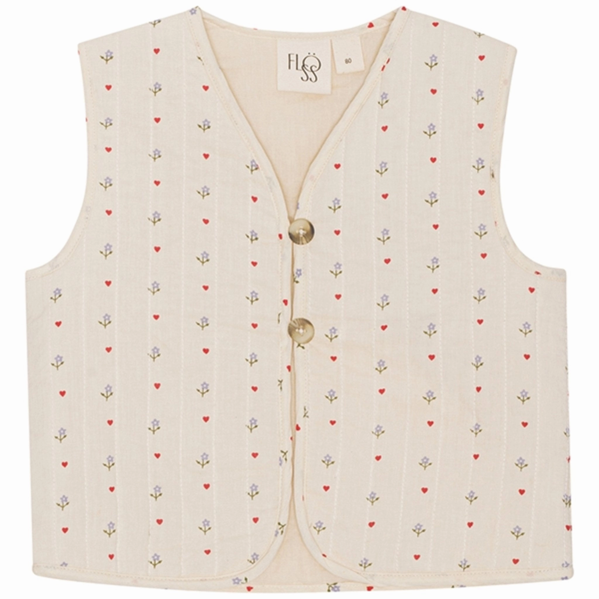 Fl?ss Wilma Quiltet Vest Heart Print significant Double Stitched Seams