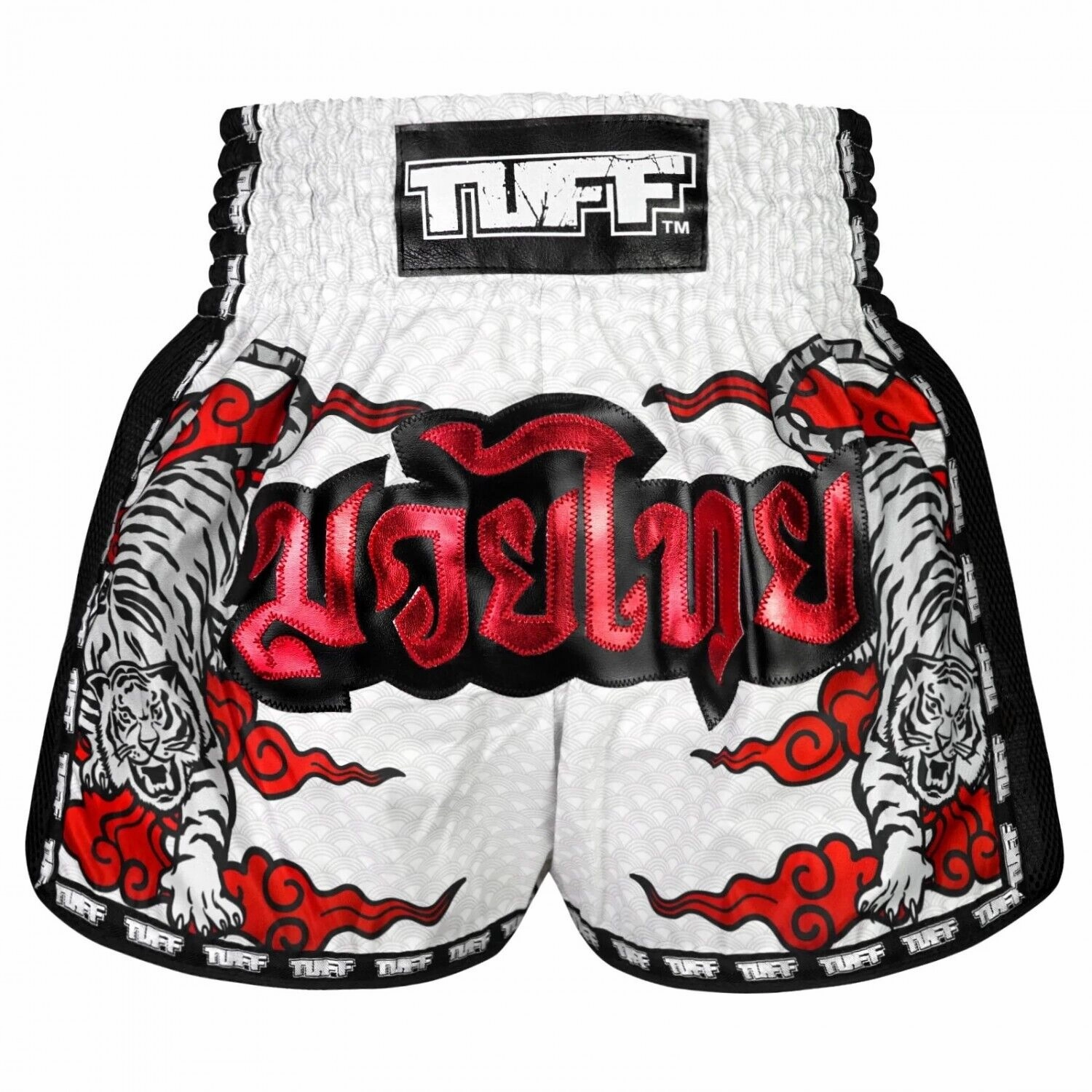 Abrasion Dispersing Weave Trend Essential TUFF Muay Thai Shorts White Twin Tiger MSC121