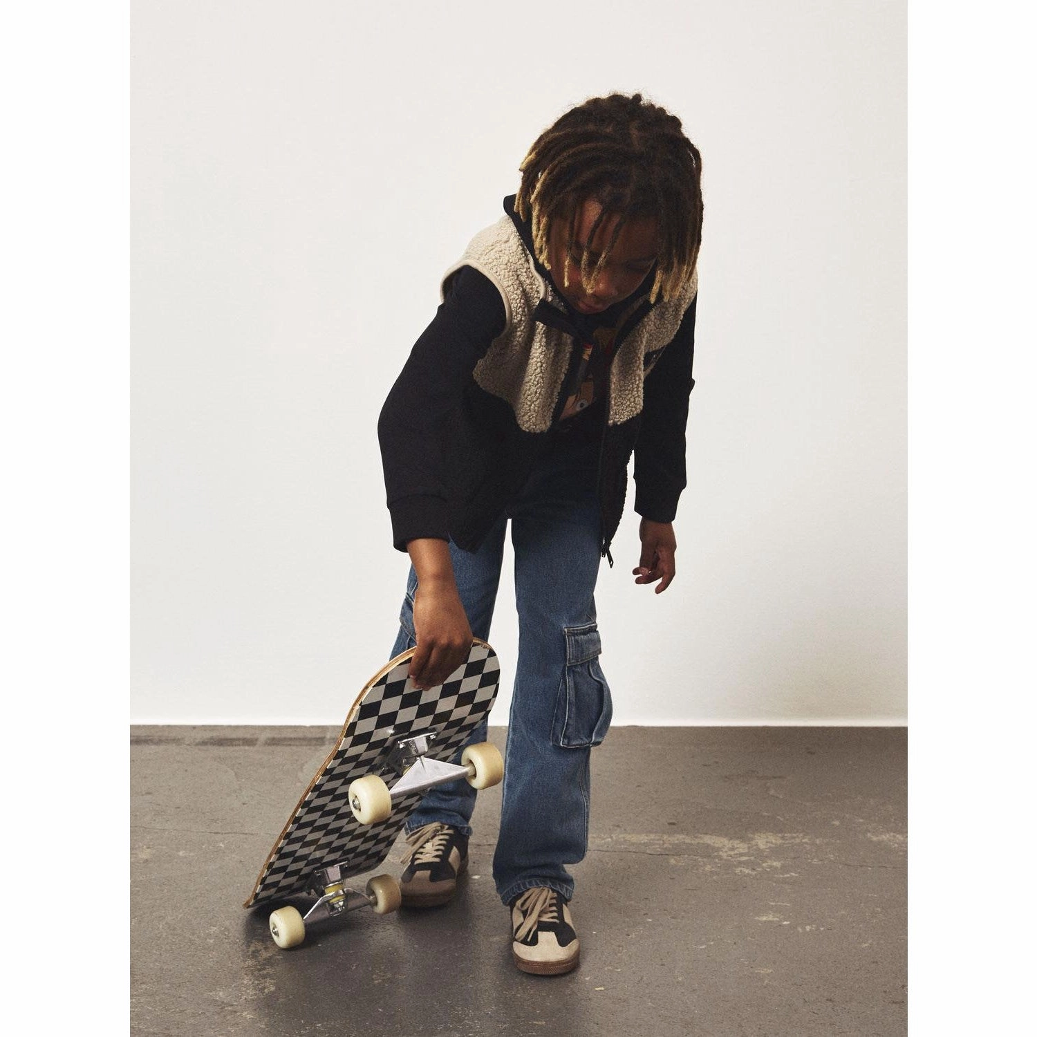 Name It Black Laket Teddy Waistcoat Recycled Material Composition