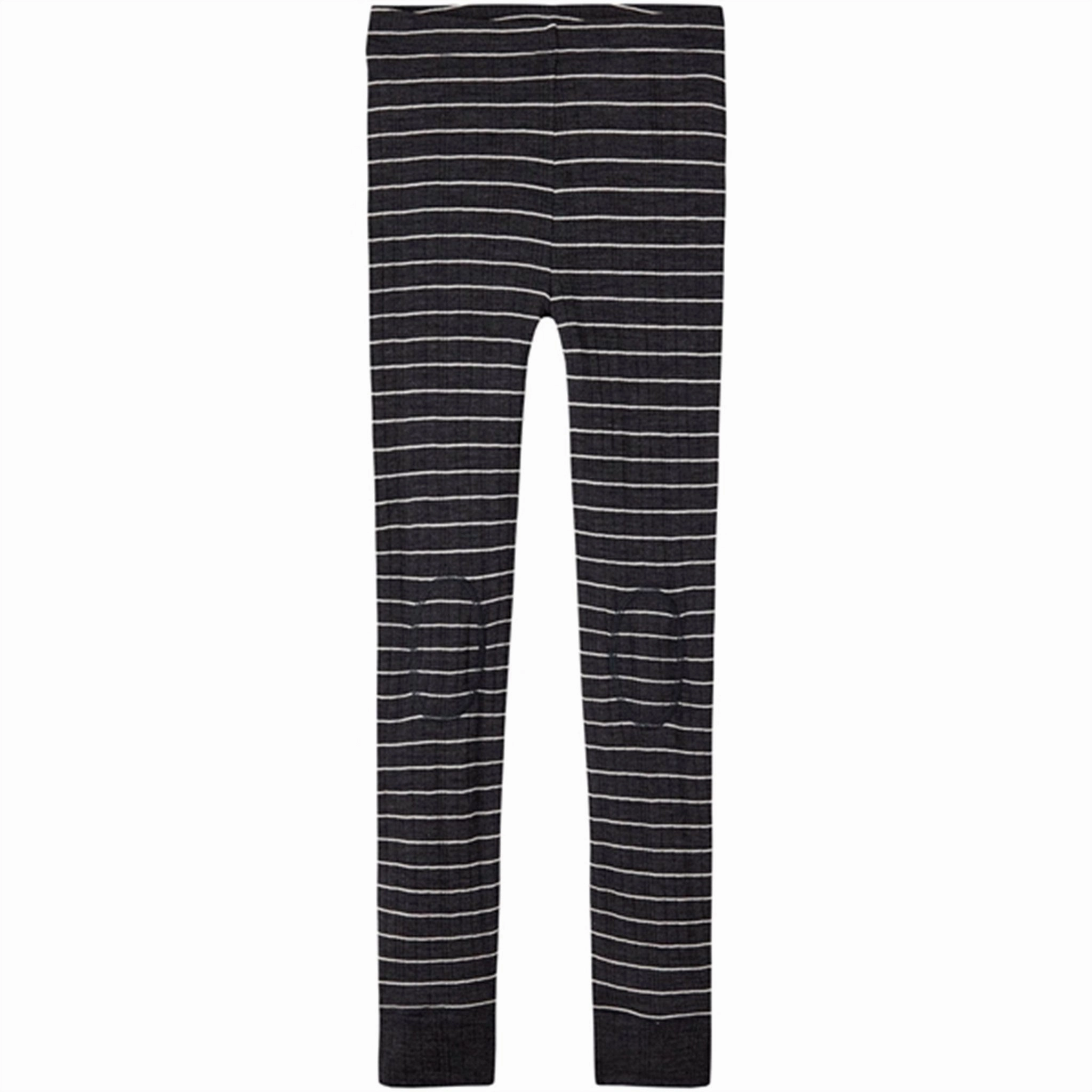 Relaxed Wear Running Outfit Name it Blue Graphite Stripes Wang Wool Needle Stripe Leggings