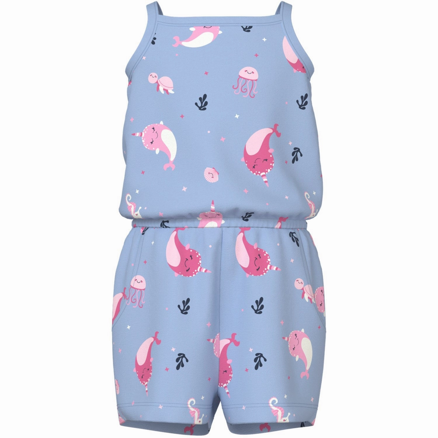 Name It Chambray Blue Whales Vigga Strap Suit Relaxed Running