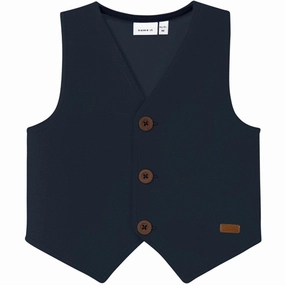 Name it Dark Sapphire Solid Fort Sweat Vest Straight Non Irritating Lining