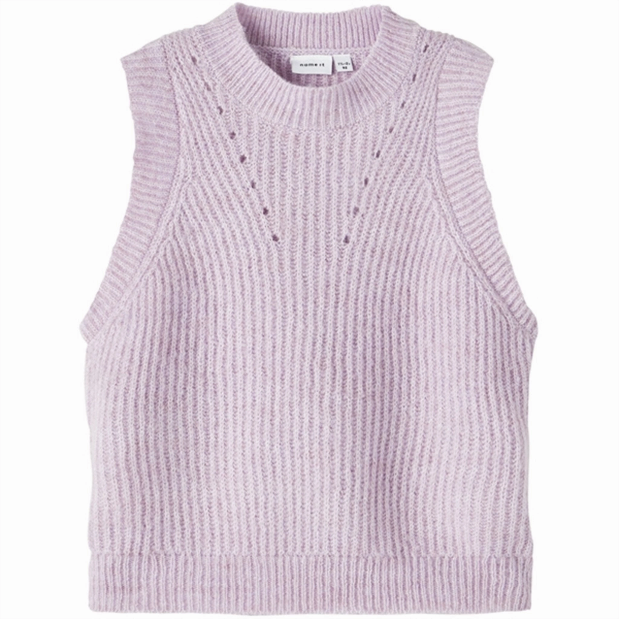 excitement Solid Color Name it Lavender Mist Retulle Knit Slipover