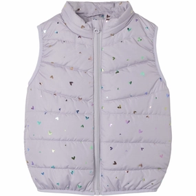 Snag Free Fabric Name It Misty Lilac Mylane Vest Foil Heart