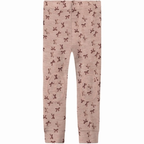 Name It Shadow Gray Bows Nmfwang Wool Rib Leggings Aop Non-slip Fit Quick stretch