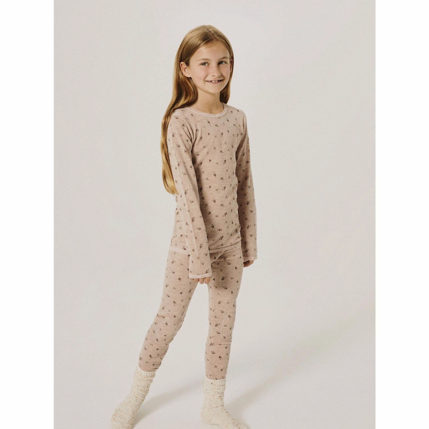 Morning Stretch Comfort Seeker Layered Paneling Name It Shadow Gray Small Flowers Nkfwang Wool Needle Leggings