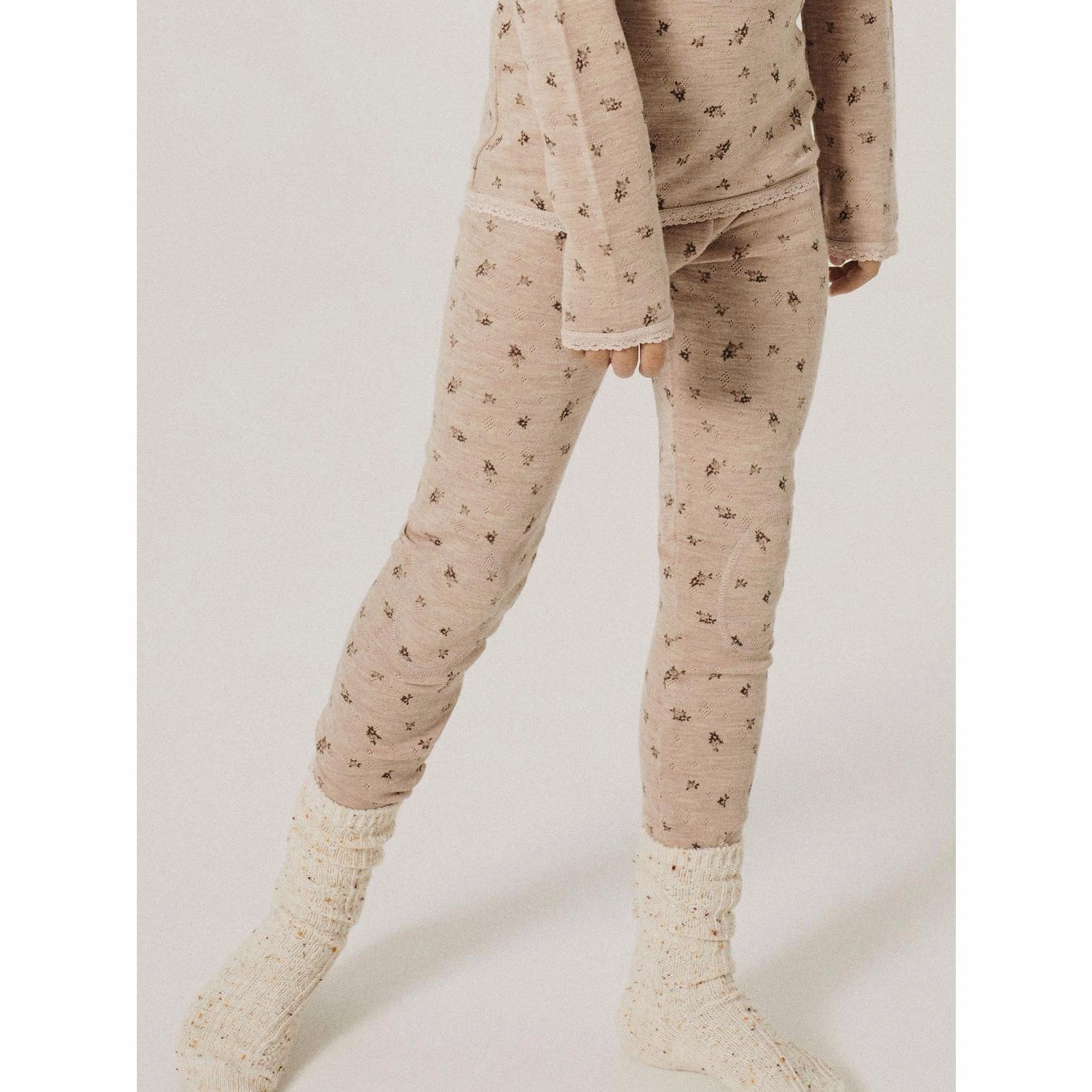 Structured Waistband Versatile Layer Name It Shadow Gray Small Flowers Nkfwang Wool Needle Leggings