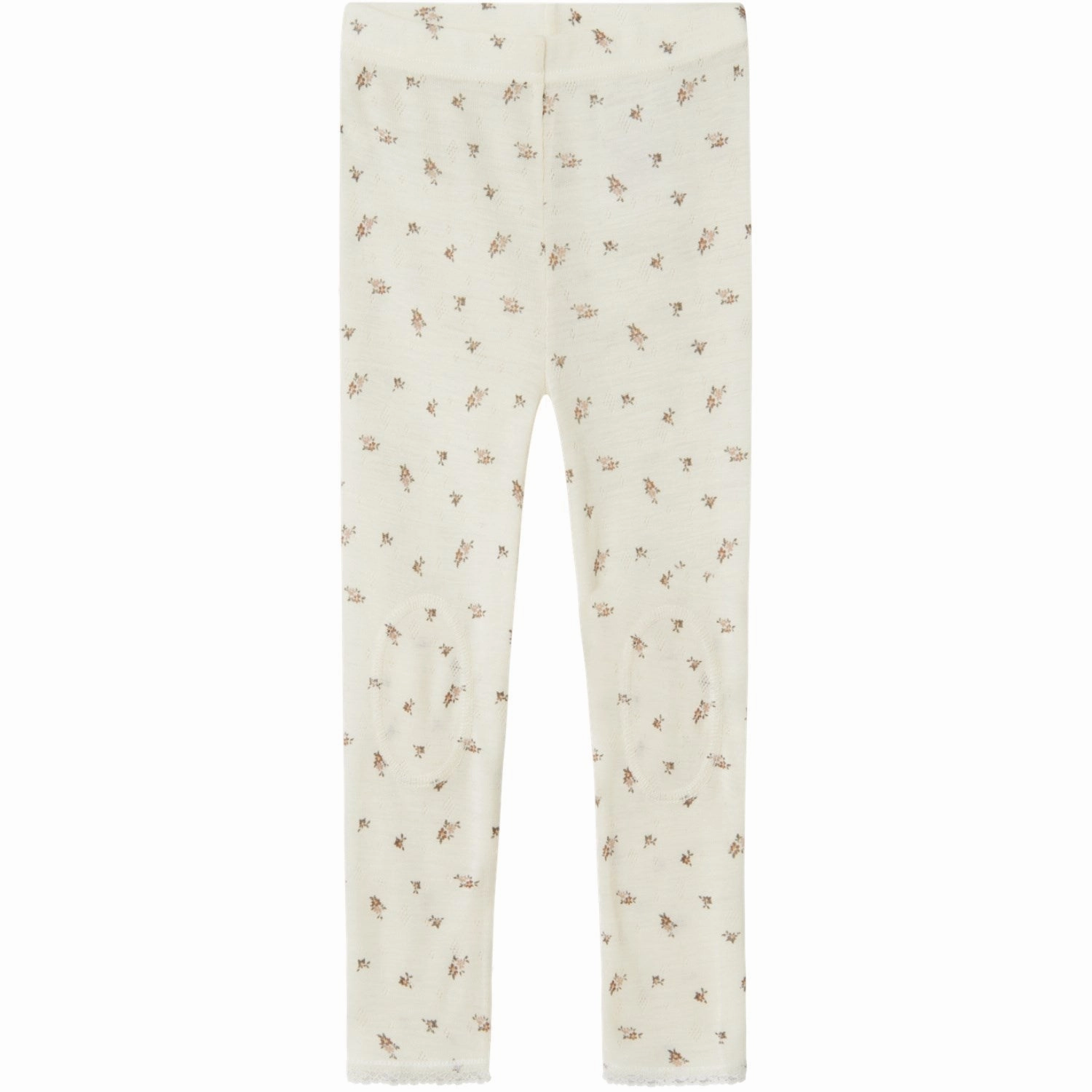 Name It Snow White Small Flowers Nmfwang Wool Needle Leggings Noos For Teens Lightweight Material