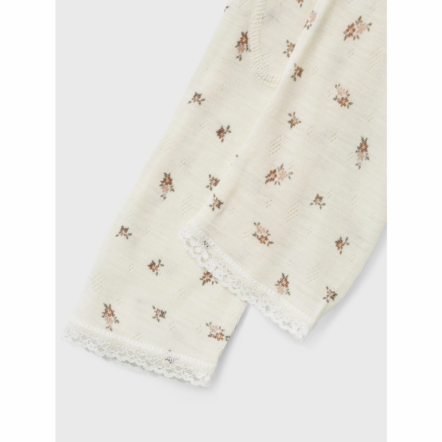 Name It Snow White Small Flowers Nmfwang Wool Needle Leggings Noos Fashionable Fit luxe feel