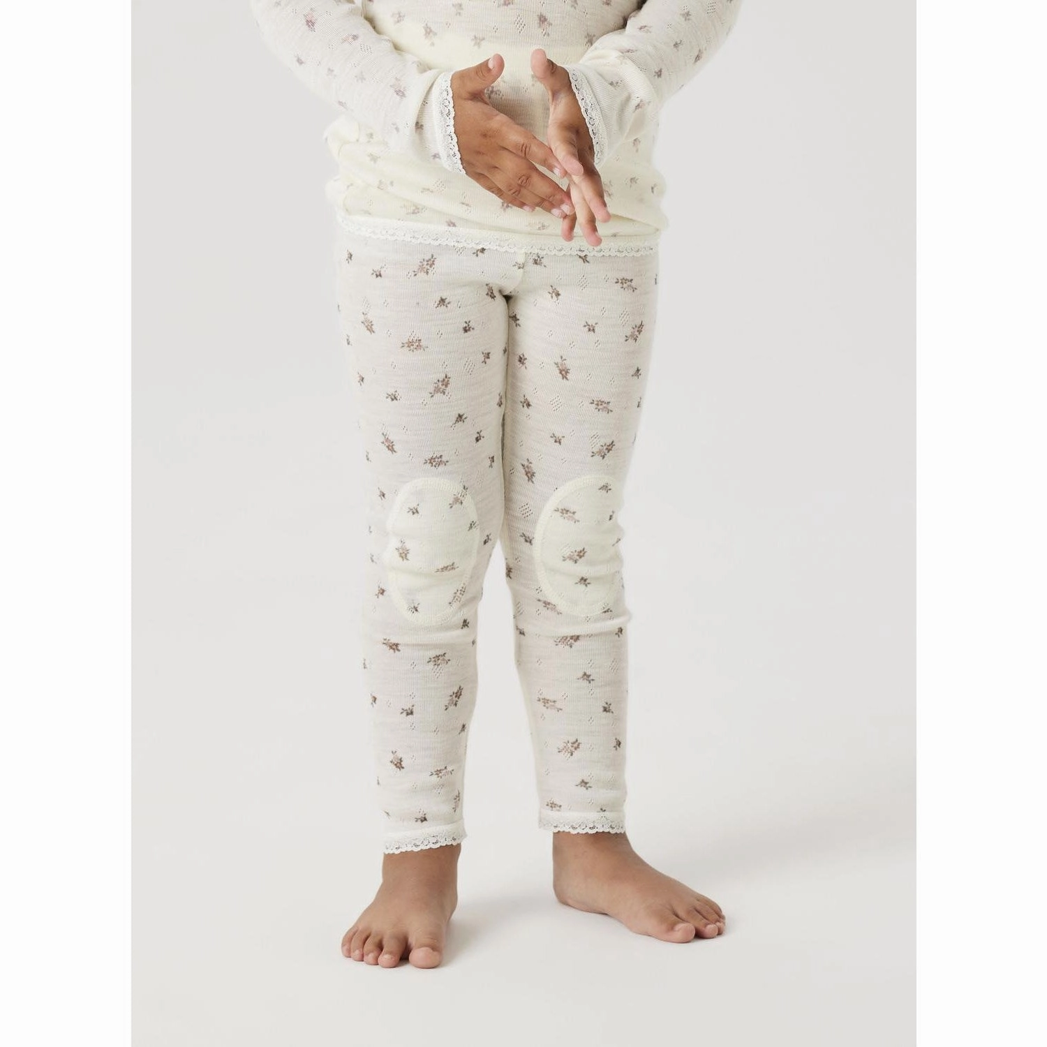 Flexible form Name It Snow White Small Flowers Nmfwang Wool Needle Leggings Noos