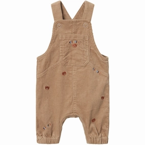 Name It Weathered Teak Ollie Regular Corduroy Overalls Double Needle Stitching