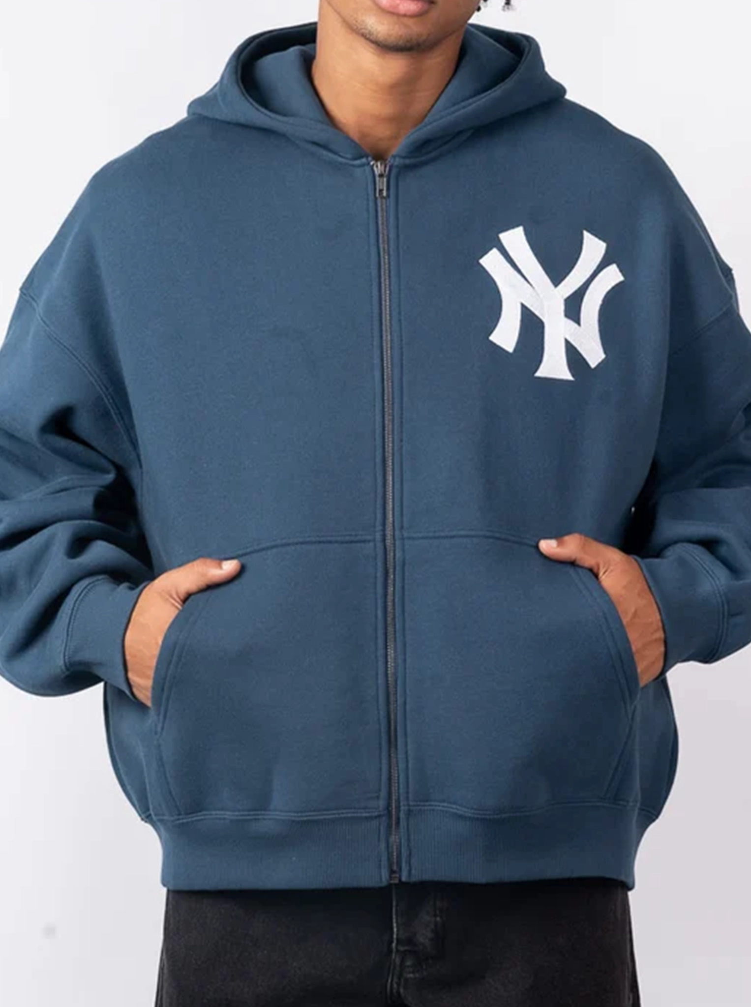 New York Yankees FZ Boxy Hoody Drawcord Hem Beach Walk