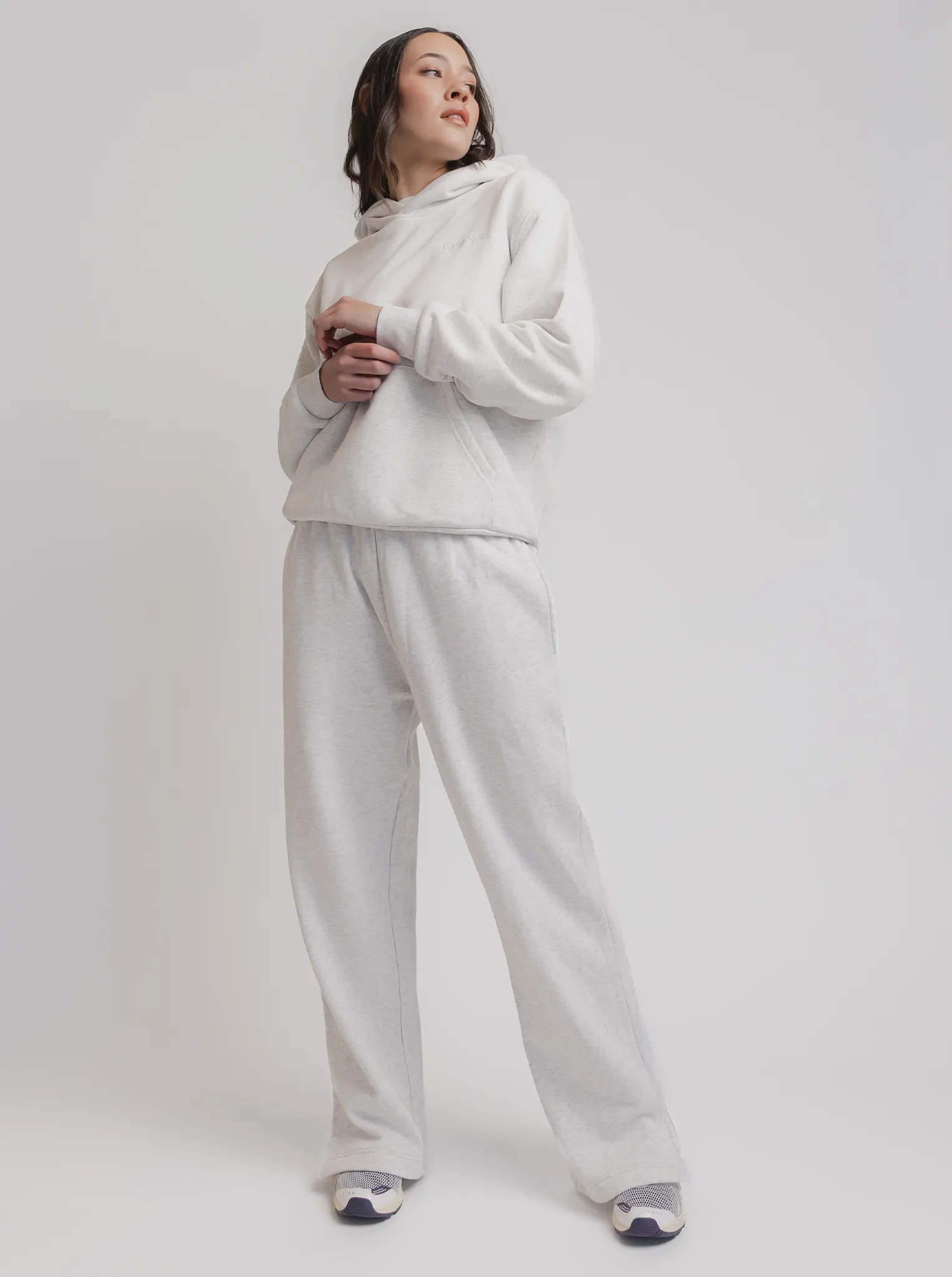 Wide Leg Sweats in Snow Marle Outdoor Essentials Non Restrictive