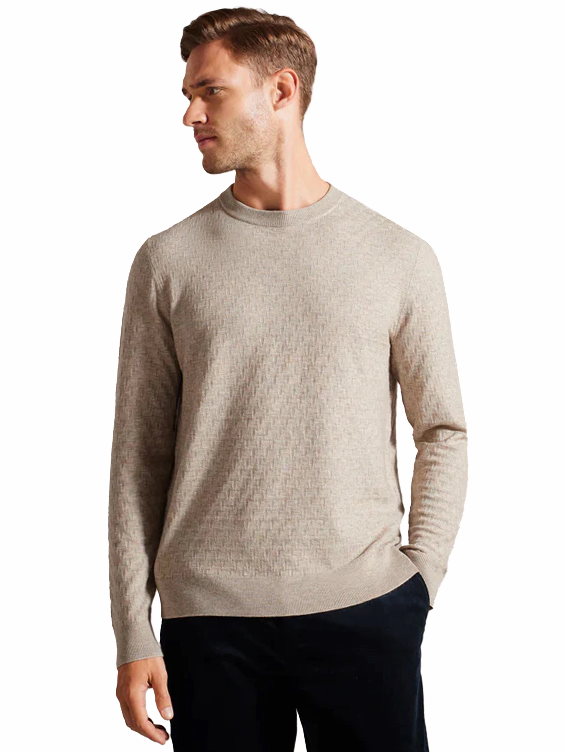 Ted Baker | Mens Crew Neck Knit Jumper - Loung Breathable Openwork Knit Urban Wear