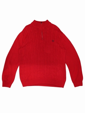 Street Ready UPF Protection Chaps Ralph Lauren Mens Red Knitted Quarter Zip (Size XL)