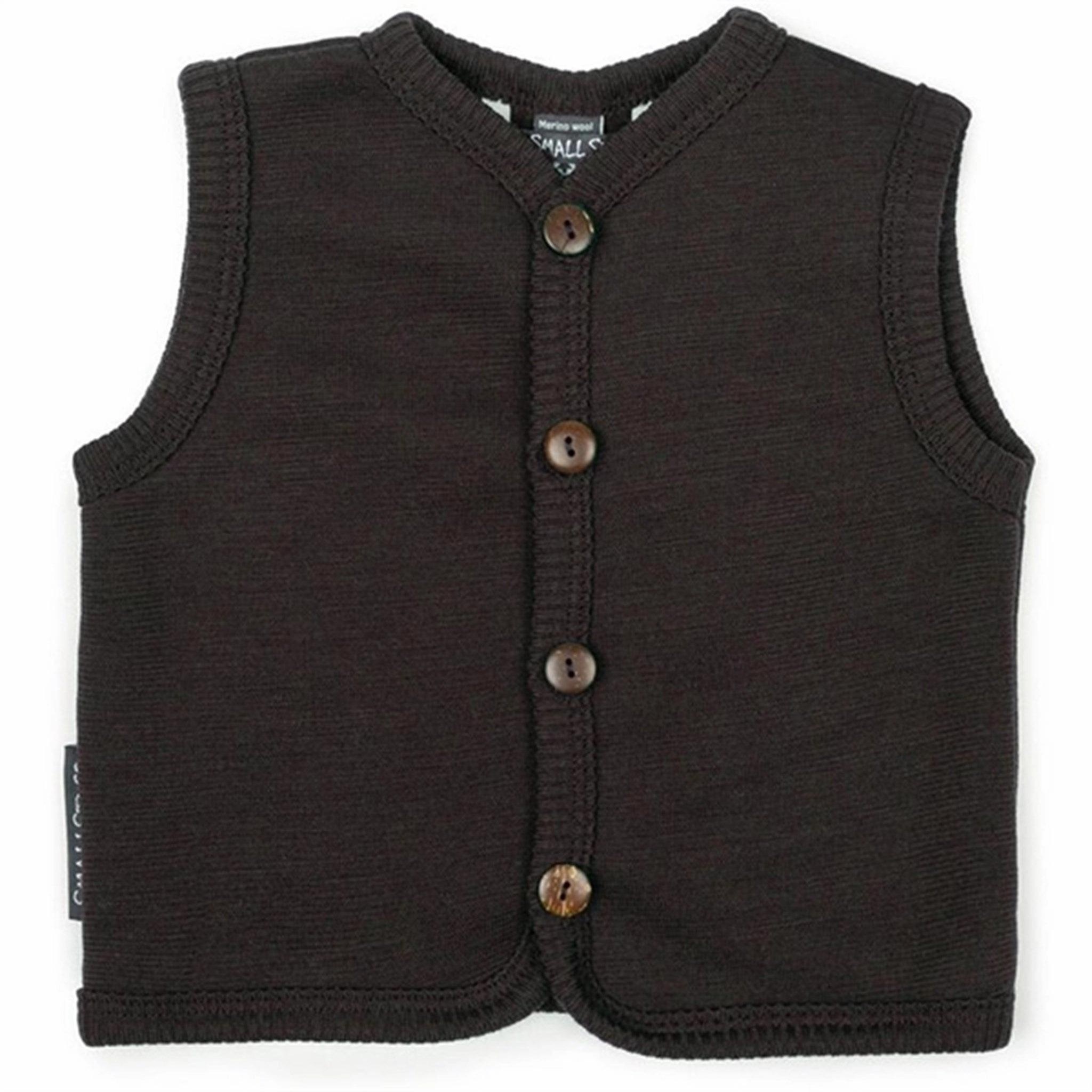 Lightweight insulation Smallstuff Wool Vest with Buttons Brown