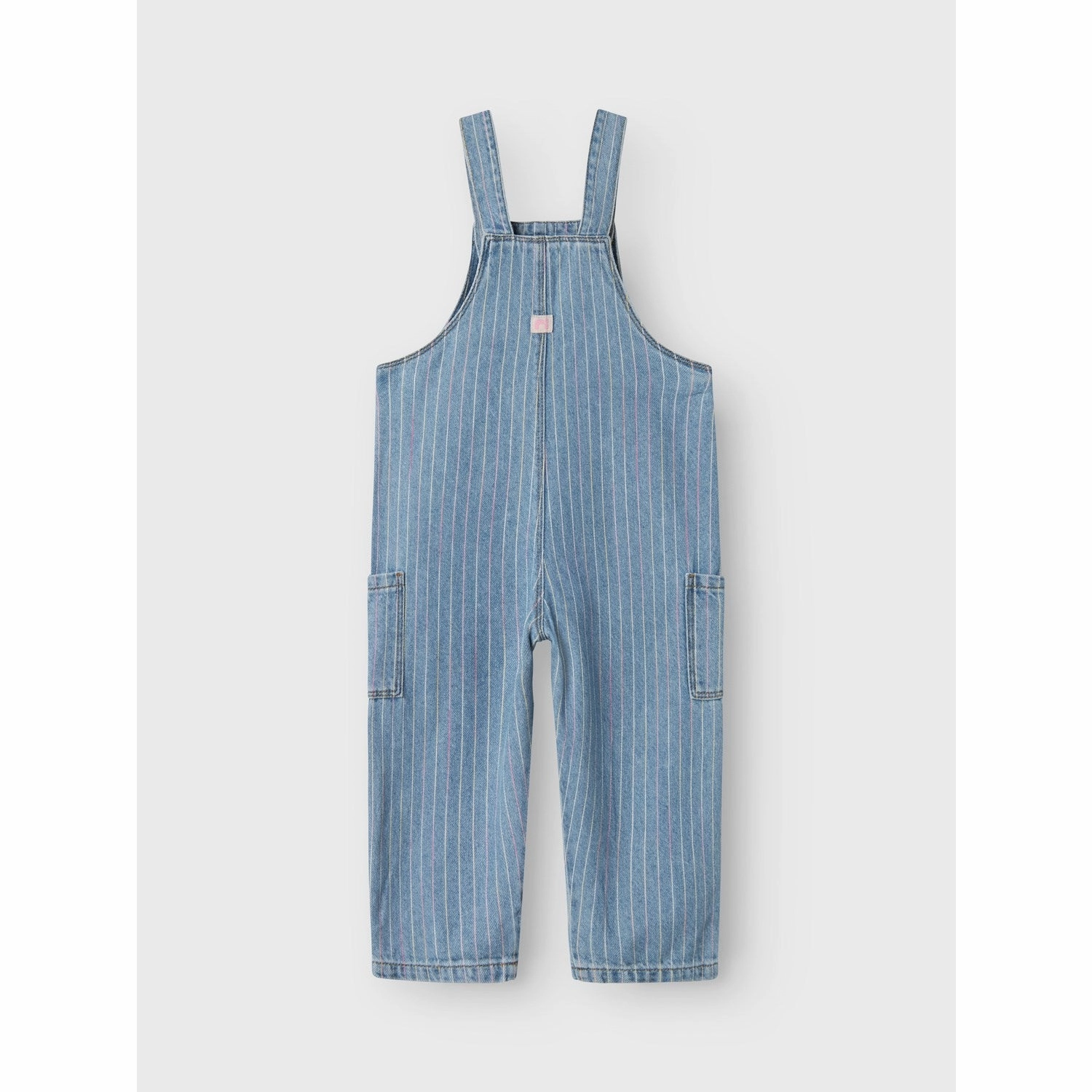 Back pockets Name It Light Blue Denim Multi Macie Stripe Denim Overall