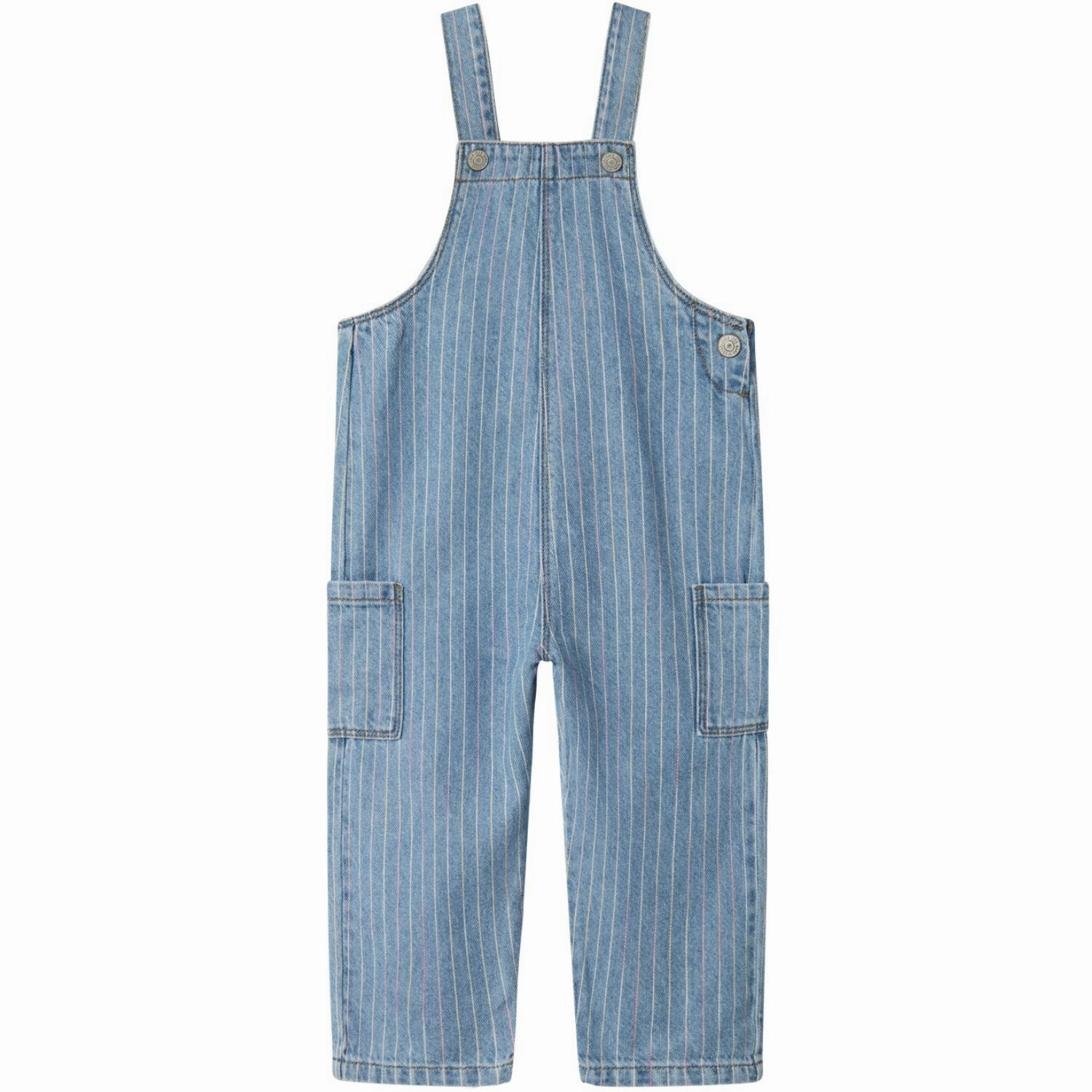 Name It Light Blue Denim Multi Macie Stripe Denim Overall ArticulatedJoints Odor Resistant